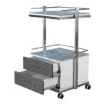 ترالی شیشه ای دو طبقه + دو کشو پایین PS-202